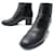 CHANEL SHOES CC G LOGO ANKLE BOOTS29333 40.5 BLACK LEATHER + SHOES BOX  ref.340783