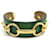 Hermès HERMES MORS BRACELET 16 CM IN GREEN LEATHER & GOLD-GOLD PLATE + LEATHER BOX  ref.340820