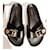 Louis Vuitton sandals 36 Black Golden Leather  ref.341011