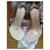 Tory Burch Ellie Ankle Strap Sandals Beige Suede Metallic Leather  - view 4