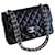 Chanel Timeless Classic Dbl Flap Bag Plata HW 23 cm Negro Cuero Piel de cordero  ref.343306