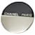 Chanel 00una spilla rotonda nera x argento con logo CC  ref.345792