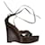 Yves Saint Laurent YSL Rive Gauche vintage wedge sandals Brown Leather  ref.347204