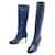 NEW CHANEL BOOTS WITH G HEELS33566 40 BLUE LEATHER BOOTS SHOES  ref.348893