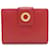 Céline (Gebraucht) [Brieftasche] CELINE Celine Circle Logo Gamaguchi Gamaguchi Bi-Fold Portemonnaie Bi-Fold Leder Rot Rot Gold Metallbeschläge  ref.349627