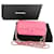 Borsa mini pochette Chanel in pelle di agnello rosa con perle e tracolla a catena  ref.352091