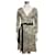 Diane Von Furstenberg Robe portefeuille en soie vintage DvF Camélita Noir Écru  ref.355788