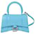Balenciaga Bolso Xs con asa superior tipo reloj de arena en cuero repujado azul brillante  ref.356360