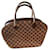 Bolsa quadriculada de ébano da Louis Vuitton Sarria Chocolate Couro Lona  ref.356685
