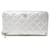Timeless LONG CHANEL CLASSIC ZIPPED WALLET IN SILVER QUILTED LEATHER WALLET Silvery  ref.365026
