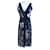Diane Von Furstenberg Robe portefeuille en soie mélangée DvF Rezina Rayon Noir Bleu Doré Bleu clair Bleu foncé  ref.366029