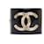 Chanel BRAZALETE CC NEGRO M Dorado Metal Resina  ref.366368