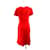 [Usado] ALEXANDER MCQUEEN Vestido de una pieza Hasta la rodilla Manga corta Rojo IBS91 Roja Seda Rayo  ref.366778