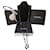Chanel CC A11Caja de bolsa guardapolvo con collar de perlas negras y grises en forma de V Negro Metal  ref.367293