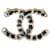 CHANEL CC Brooch Chain Black Leather Golden Metal  ref.367604