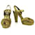 Auténticas sandalias de tacón peep toe de bronce dorado con paneles de malla de Sonia Rykiel - Sz37.5 Gold hardware Cuero  ref.368095