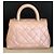 Chanel Manico Mini Coco Catena Iridescente Rosa Chiaro Caviale Argento - vista 3
