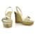 Christian Dior Off White Snake Leather Sandalo con zeppa in legno scarpe Slingback 37.5 Bianco Pelli esotiche  ref.369665