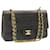 CHANEL Matelasse lined Chain Flap Shoulder Bag Black Silver CC Auth 24634 Silvery Cloth  ref.372003