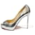 Christian Louboutin LOUBOUTIN OPEN TOES PUMPS IN SILVER MIRROR ICE LEATHER Silvery Patent leather  ref.373340