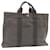 Hermès HERMES Her Line MM Hand Bag Canvas Gray Auth ki957 Grey Cloth  ref.375548