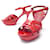 YVES SAINT LAURENT SANDALS TRIBUTE LEATHER 37.5 RED VARNISH SHOES Patent leather  ref.375967