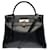 Hermès Splendide sac à main Hermes Kelly 28 retourné en cuir box noir, garniture en métal plaqué or  ref.376257