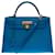 Hermès Bellissima borsa da sella Hermes Kelly 32cm in pelle Epsom blu turchese, finiture in metallo placcato oro  ref.376259