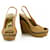 Sebastian Brown Leather Bronze Wedge Heel Sandal Platform Peep Toe Shoes SZ 36.5  ref.376377
