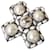 Broche croix 'CC' en métal argenté et fausse perle Chanel Multicolore  ref.376481