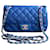 Sac Chanel Timeless Classique Mini Cuir Bleu Bleu foncé Bijouterie dorée  ref.376489