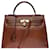 Hermès uperbe and very sought after Hermes Kelly bag 32 Peccary leather saddler (Wild pork) Brown, gold plated metal trim  ref.377228