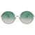 Gucci Occhiali da sole ovali in metallo D'oro Metallico  ref.377970