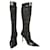 Gina Tessuto Tweed Stivali in vernice nera Scarpe con tacco sottile Cerniera posteriore sz 6 Nero Pelle verniciata  ref.379054