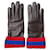 Gucci dark brown leather cashmere web design gloves Red Light blue  ref.381874