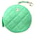 NEW CHANEL ROUND COIN WALLET IN GREEN QUILTED CAVIAR LEATHER CLIP ON CORNER  ref.383555