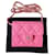 Wallet On Chain Cartera Chanel Pink con cadena Rosa Cuero  ref.384737