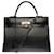 Hermès Stunning Hermes Kelly handbag 35 returned shoulder strap in black box leather , gold plated metal trim  ref.386831