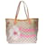 Splendid Louis Vuitton Neverfull MM tote bag in azur damier canvas customized "Flower Power" Beige Leather Cloth  ref.388342