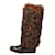 Tosca Blu - Bottes de yeti moon boots en cuir marron et fourrure synthétique Beige Marron clair Marron foncé  ref.389336