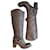 Janet & Janet - Boots with heel and metal chain in taupe brown leather, Rock spirit  ref.389342