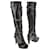 Autre Marque MARE - NEUF - Botas de couro preto com biqueira aberta no salto estilo gótico com correntes prateadas Prata  ref.389647