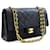 Chanel 2.55 gefütterte Klappe 10"Chain Shoulder Bag Black Lambskin Schwarz Leder  ref.391504
