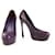 Yves Saint Laurent YSL Tribute Zapatos de tacón de plataforma con punta redonda de cuero morado 37 Púrpura  ref.393475