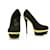 Zapatos de salón con plataforma dorada de ante negro RODO Tacón de aguja sz 36.5 Zapatos w. Caja Suecia  ref.393572