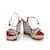 Autre Marque Solo Per Te Blue White Stripes Red Crystals Wedge Platform Sandales chaussures ( 39 ?) Multicolore  ref.394482