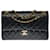 Bolso mediano Splendid Chanel Timeless 25cm con solapa forrada en piel acolchada negra, guarnición en métal doré Negro Cuero  ref.398435