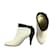 Botines Chanel en piel blanca con ribete de charol negro Blanco Cuero  ref.399210