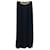 Falda larga Céline vintage en crepé plisado negro con detalle de cadena en tono dorado Poliéster  ref.399303