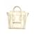 Bolso Céline Nano Luggage en piel color crema con rojo, ribete de puntada amarilla y azul Blanco Crudo Cuero  ref.399332
